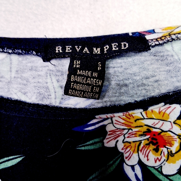 Revamped Black Top with Yellow and White Floral Pattern - Picture 3 of 3